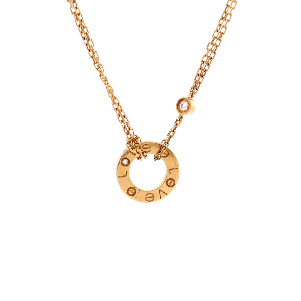 Cartier 2 Diamonds Love Pendant Necklace 18K Yellow Gold and Diamonds